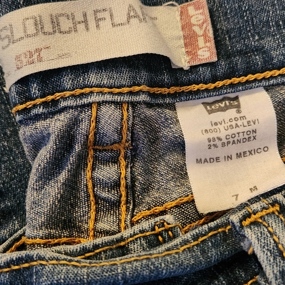 Levis Slouch Flare 527 Medium Wash Jeans Juniors 7M - Picture 4 of 4